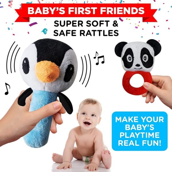 Einstein Box Gift Set for Babies and Newborns ages 0-3-6-9-12 Months | High Contrast Flash Cards for Visual Stimulation & Sensory Development | Gift Set of Rattles and High Contrast Book & Flash Cards - Image 3