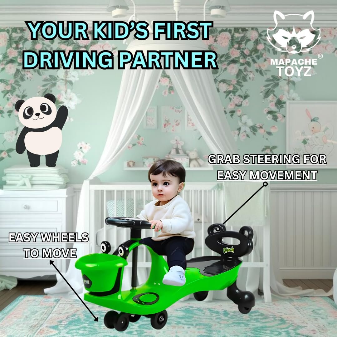 Mapache Wendy Rider Magic Car for Kids with Bucket, Light & Music & Comfortable Seats, Weight Cap- 100 Kg | Ride-on Baby Car, Swing Car, Magic Toy Car, Kids Push Car, Magic Rideon, Color (Green) - Image 5