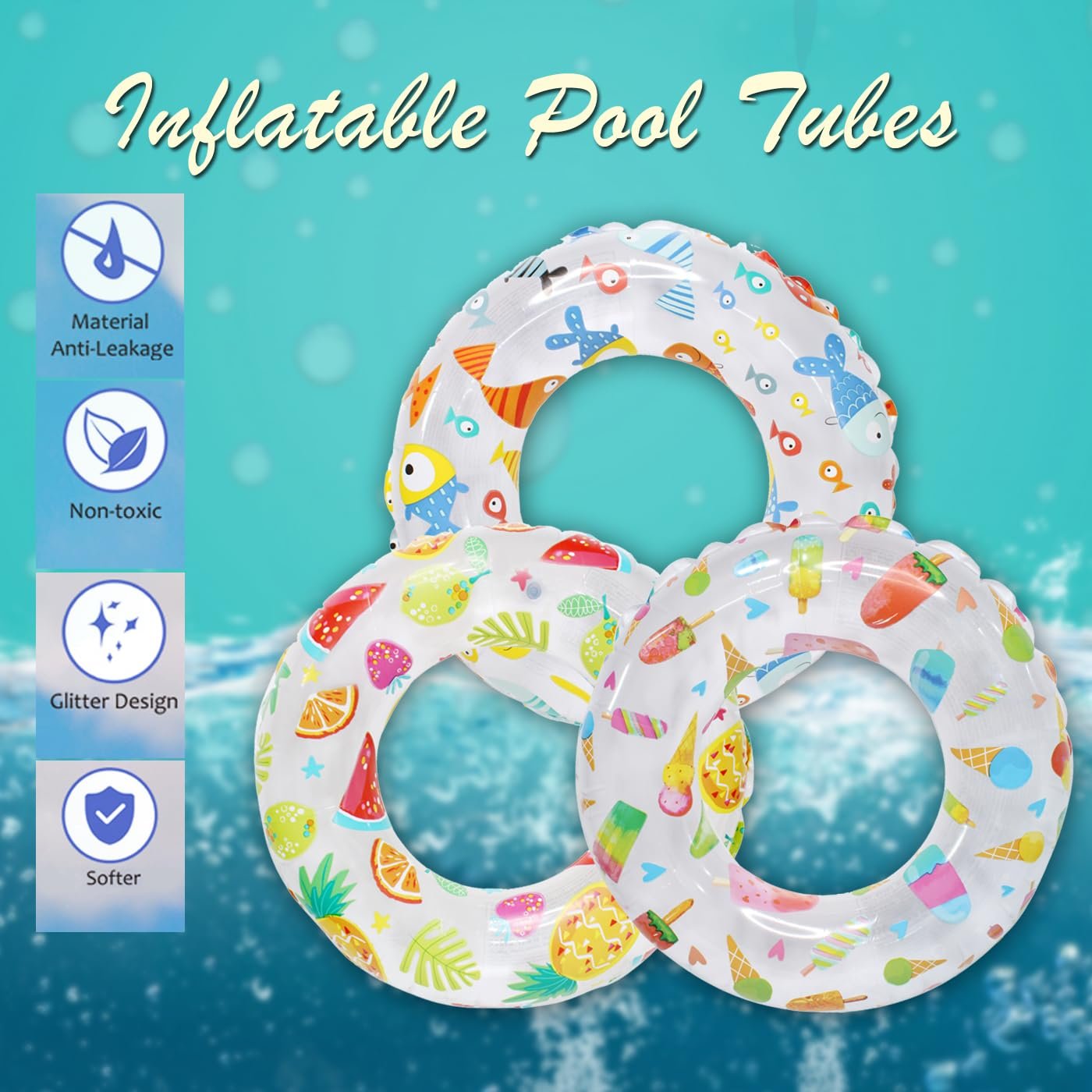 Prime Cartoon Print Inflatable Swim Ring Blow Up Floating Tube Cartoon Design Raft Tube for Swimming Pool/Beach for Kids 3-8 Years Pack of 1 ((M1 Random Color & Design)) - Image 2