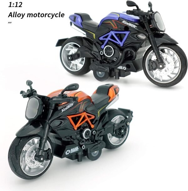 Police Motorcycle Toy - Pull Back Motorcycle Toys, Tiny Gift with Music Lighting, Latte Motorcycles Toy for Kids Boys Age 3-8 Year Old [Multicolor] (1.14 Bike-Blue) - Image 4