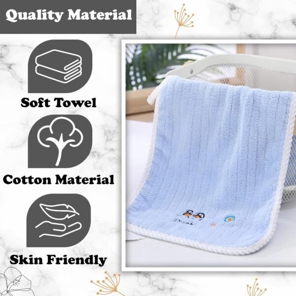 Koochie-Koo Cotton Baby Bath Towel, Ducks Printed Organic Face Towel for Baby Boys & Girls, Super Soft Reusable Hand Towel for Infants, Quick Absorbent Wash Cloth for Newborn, (Set of 3, Assorted) - Image 4