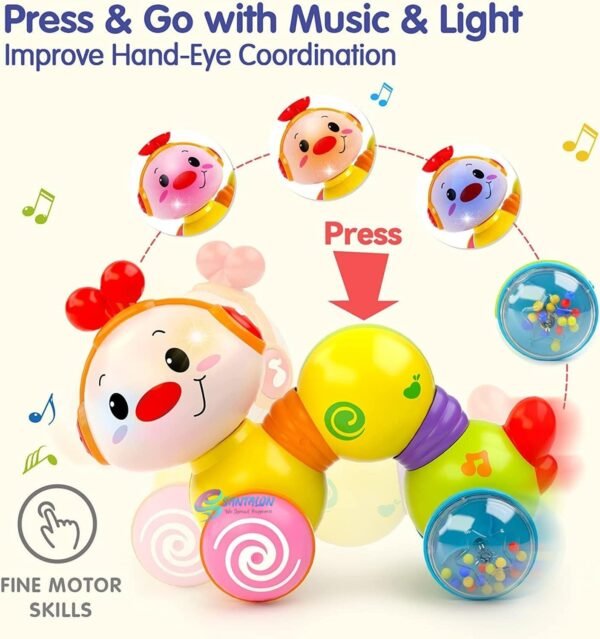 Caterpillar Press & Go Toy Musical,Crawling caterpillers Toys for 1 Year Old Girls Gifts with Music & Light, Press & Go Baby Toys 12+ Months 1st Birthday Gifts for Girls Boys,Multicolor - Image 6