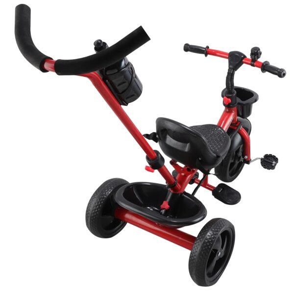 Tricycle with Parent Handle or Music or Front Back Basket with Canopy for Baby Boy/Girl Kids Trikes or Toddler 1-4 Years (Red) - Image 3