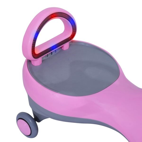 KURB Twister Swing Car for Kids 1-5 Years| Magic Car with Light & Music | Twister Car with Back Support | Swing Car with PU Wheels | Comfortable & Durable Seat (Pink)