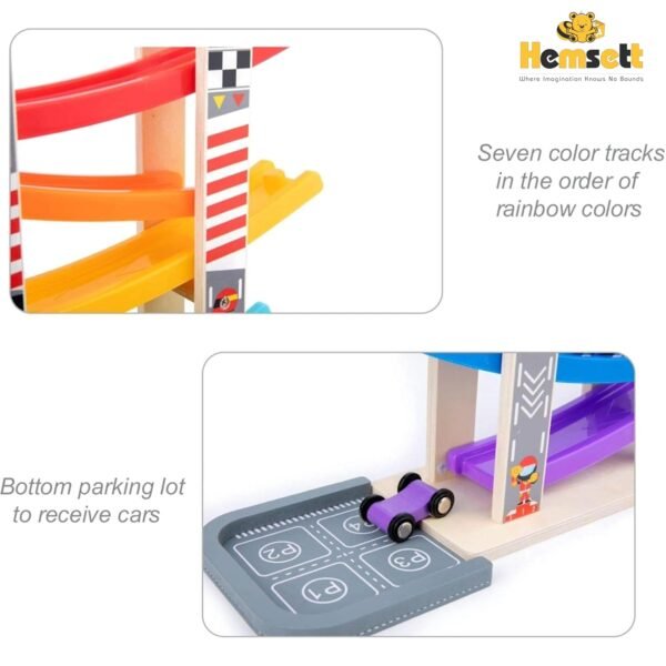 Colorful Ramp Racer Car Toy (1 Year Warranty) – 7 Layer Car Race Track for Kids, Safe & Durable Design with 7 Cars, Promotes Learning & Motor Skills, for Kids Ages 1 2 3 Years - Image 5