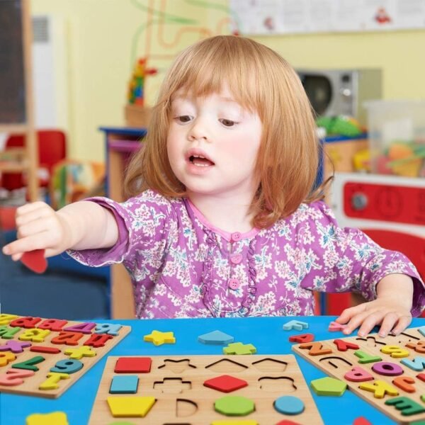 Storio Toys 3 in 1 Wooden Puzzles for Toddlers | ABCD Alphabets, Numbers & Shapes Puzzles | Toddler Learning Puzzle Toys for Kids 1-3 Years Old | Early Education Gift for Kids - Image 5
