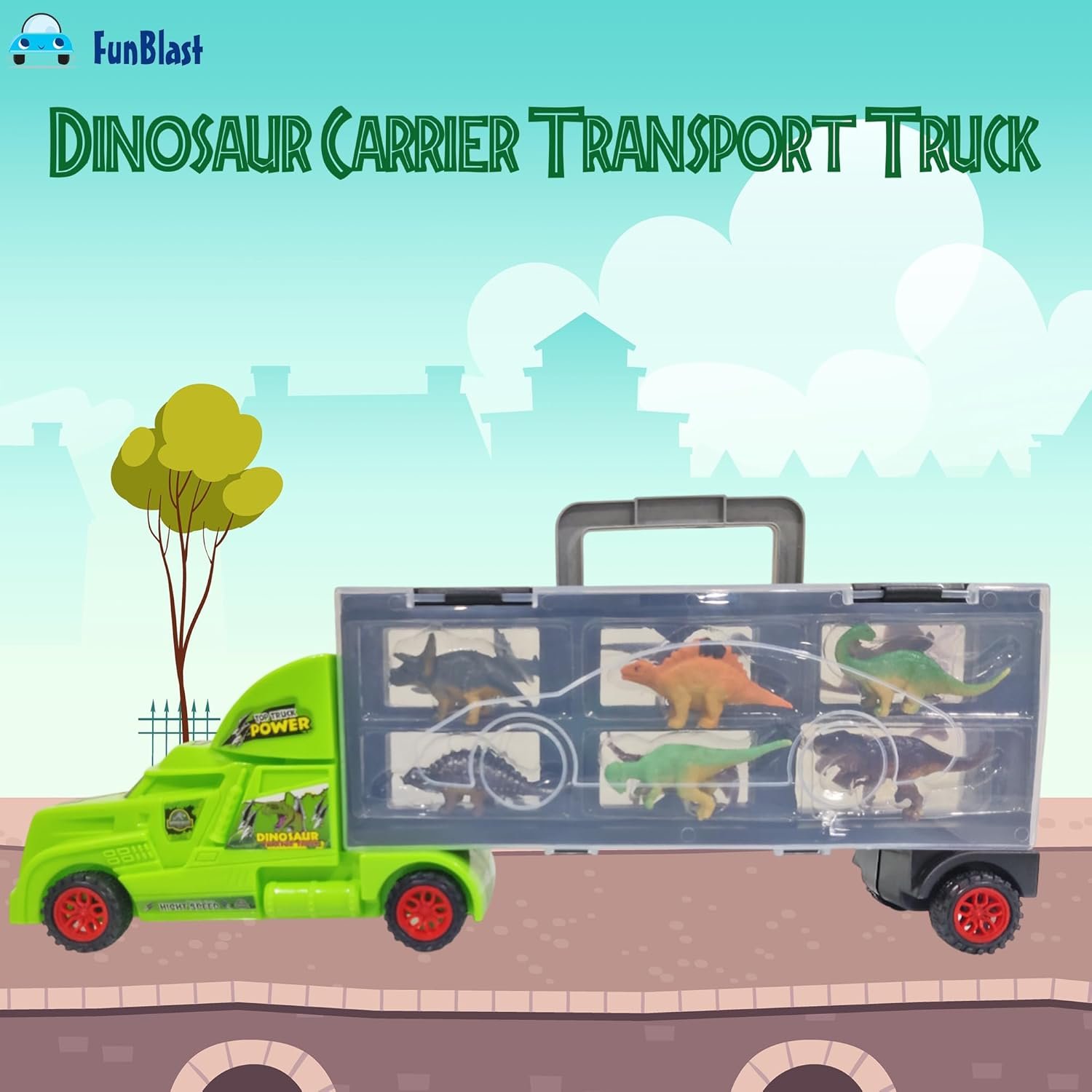 FunBlast Dinosaur Truck Toys for Kids - Dinosaur Carrier Transport Truck Toy Vehicles for 3+ Years (Random Color) - Image 4