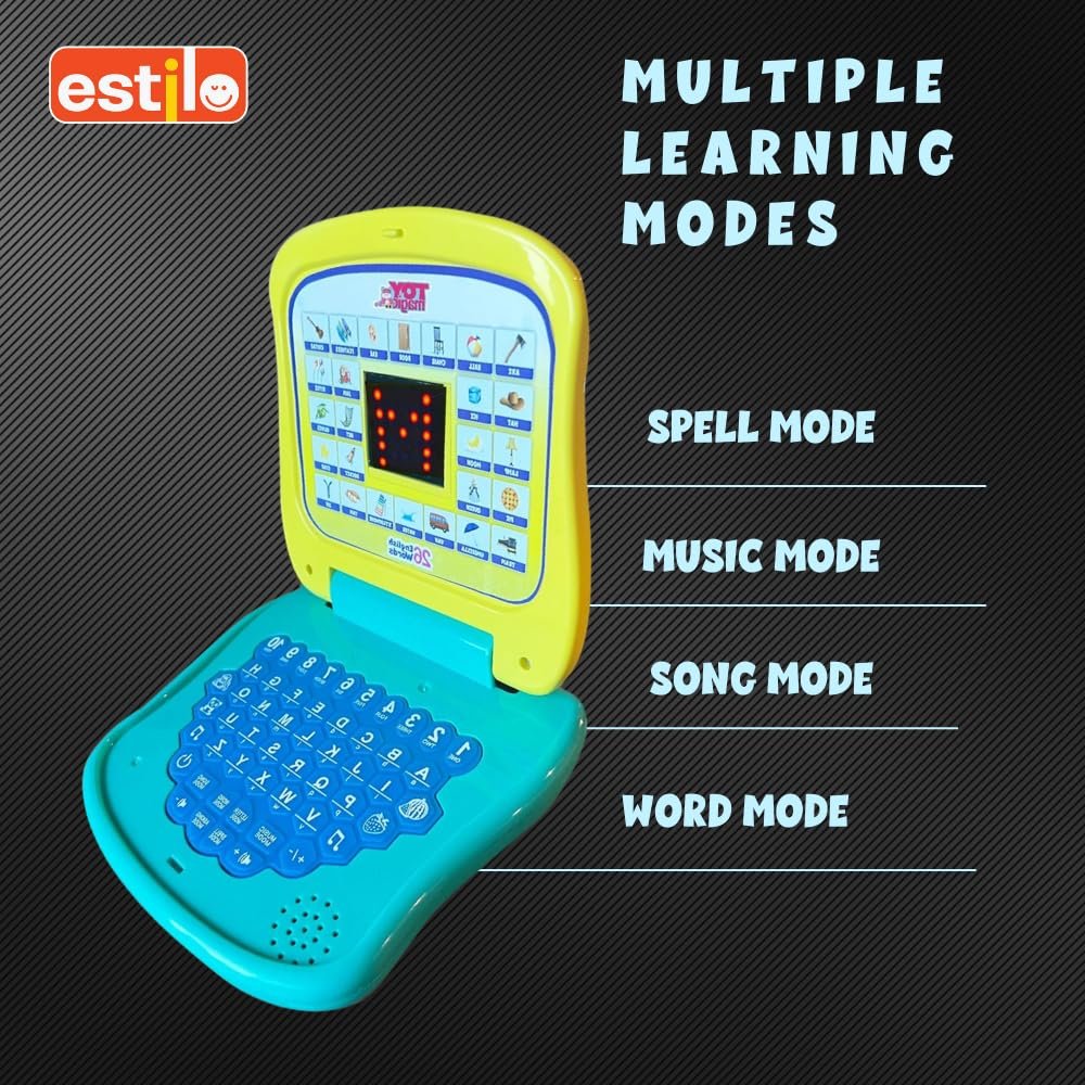 Estilo Kids Laptop Toy for Learning Numbers & Alphabets | Educational Computer Activity Toy for Kids Age 2-6 Years | Baby Laptop Toy with Fun Activities, Sound, and Music -Blue - Image 5