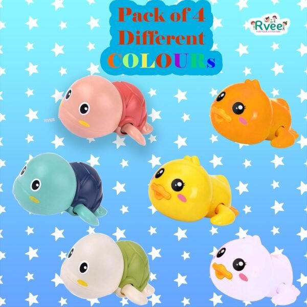 Set of 4 Bath Toys, Cute Swimming Bath Toys for Toddlers 1-3, Floating Wind Up Toys for 1 2 3 4 5 Year Old Boy Girl, New Born Baby Bathtub Water Toys, Preschool Toddler Pool Toys (Pack of 4) - Image 3