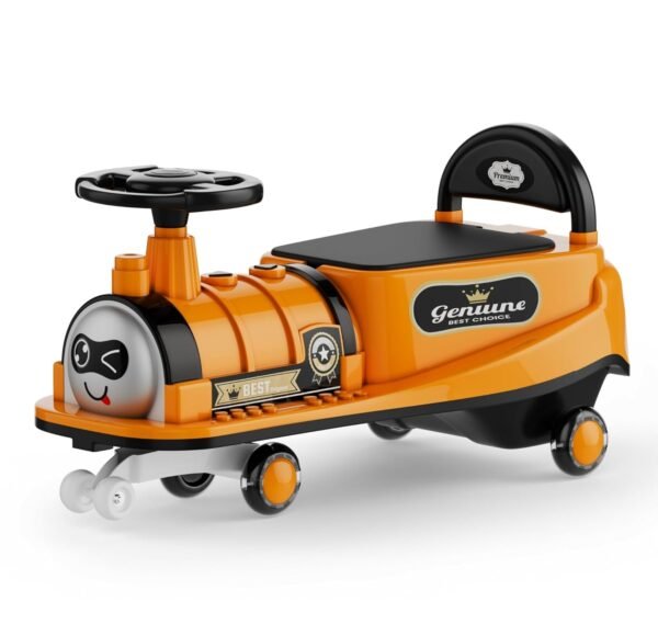 Train Car for Kids 1 Year+ | 2 Year+ | Baby Panda Swing Car | Ride On Car for Kids | Musical Twister Toy Car Magic | Best Birthday Gift for 1-5 Years Baby | Upto 100kg (Tangerine)