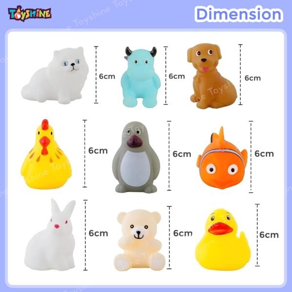 Toyshine 12 Pc Floating Non Toxic BPA Free Animal Bath Toys Chu Chu Sound Swimming Pool Shower Squeezy Toys for 1 2 3 4 Year Old Boys Girls Kids - Image 2