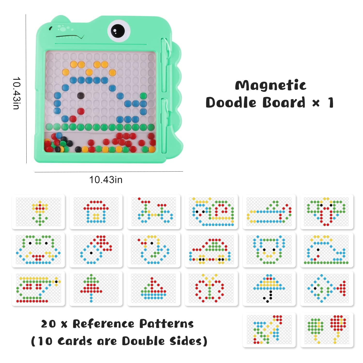 Magnetic Drawing Board for Kids, Children Doodle Board for Early Learning with Colorful Beads and 2 Magnetic Pens, Montessori Toy Magnetic Dot Board for 3-6 Year Old Kids - Image 2
