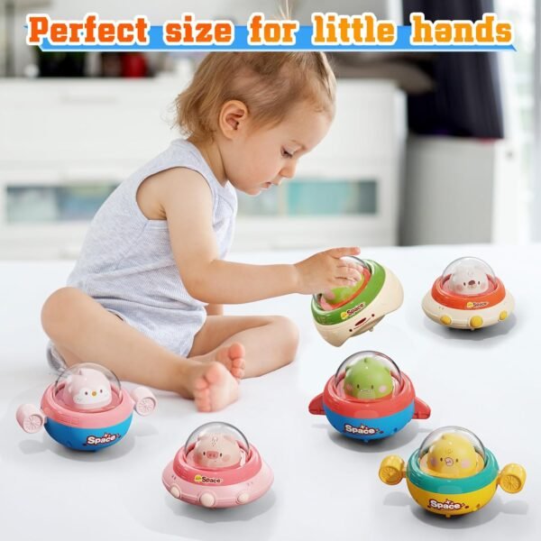 6PCS Infant Car Toys with Playmat & Storage Bag,Animals Car Toys for Ages 0-2,1 Year Old Birthday Gift for Baby 12-18 Months,Space Theme Toys for 1 Year Old Boy and Girl - Image 2