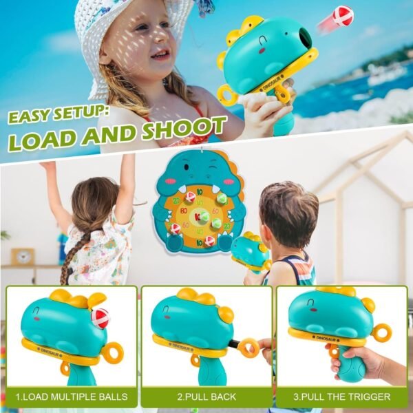 Dinosaur Toy Gun- Foam Bullet Blaster-Dart Target Games for Kids- Indoor Toys 3-7 Years- Gifting Toys (Red) - Image 3