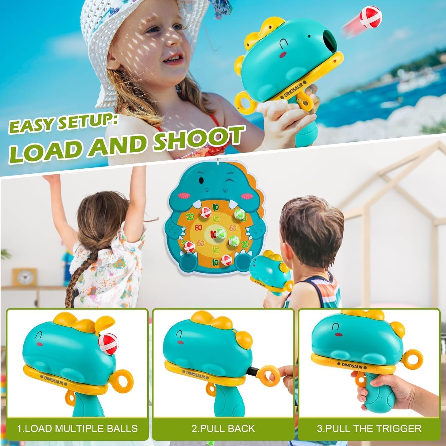 Dinosaur Toy Gun- Foam Bullet Blaster-Dart Target Games for Kids- Indoor Toys 3-7 Years- Gifting Toys (Red) - Image 3