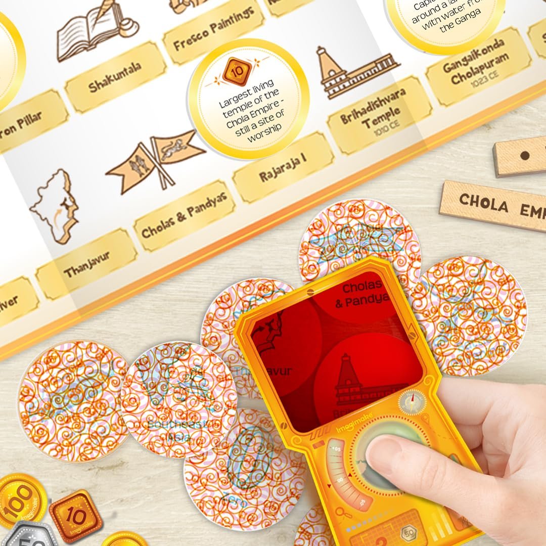 Imagimake Mapology History Quest - India |Historical Board Game |Explore 8 ERAS of Indian History with Discovery Lenses, Artefact Tokens, Ancient Dice |Educational Toy |Birthday Gift for Girls & Boys - Image 6