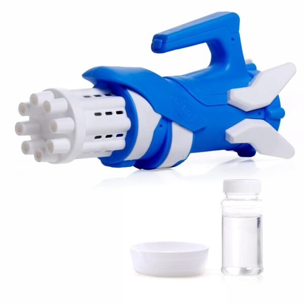 Chanak Gatling Bubble Gun for Kids, 8- Hole Bubble Gun Toy for Kids Above 3 Years, Bubble Machine for Indoor & Outdoor Play, 100% Safe & Skin Friendly (Bubble Solution Included), BIS Approved