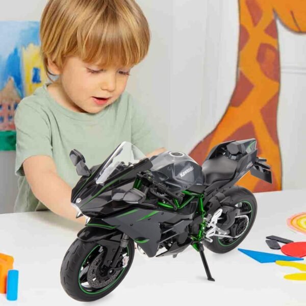 Police Motorcycle Toy - Pull Back Motorcycle Toys, Tiny Gift with Music Lighting, Latte Motorcycles Toy for Kids Boys Age 3-8 Year Old [New] (Big Ninja Bike-Black) - Image 2