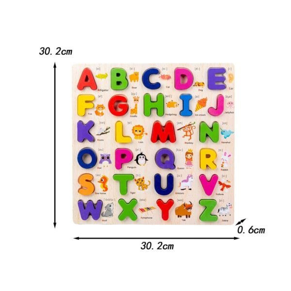 Toy Wooden Alphabet Puzzle Gift Educational Toy for Ages 0-3 Years Children Kids - Image 3