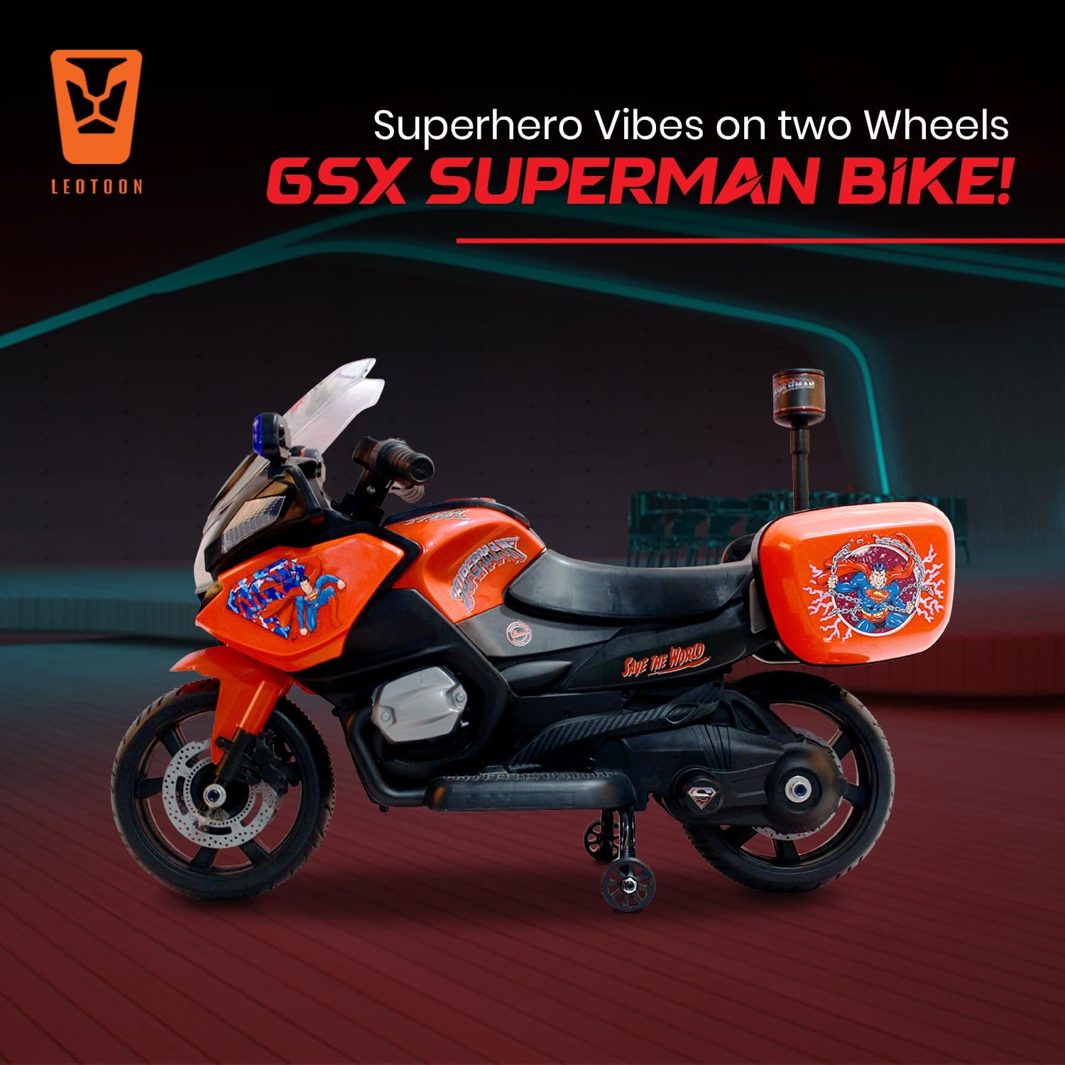 Licensed Superman (2W) Kids Bike | 6V/5AH Battery | 6V/16000 RPM Motor | Foot Accelerator | USB/MP3 Interface | LED Light | English Rhymes & Music | BIS Certified | (Red) (3-5 Years) - Image 5