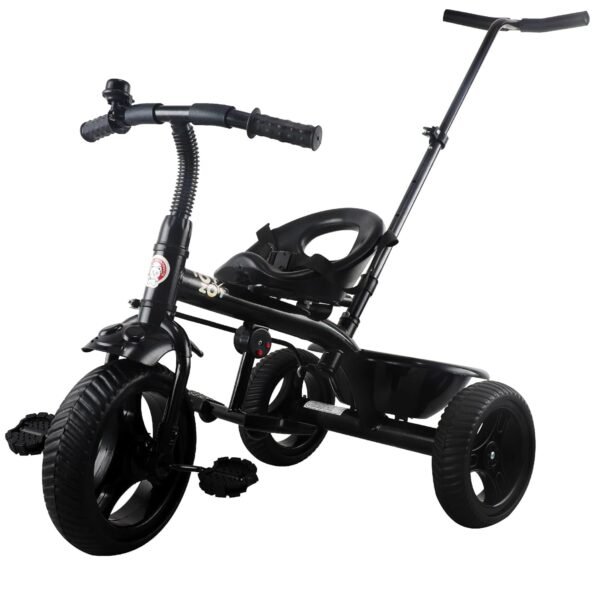 Mini Prima Tricycle for Kids | Tricycle for Kids | Cycle for Kids 1-4 Years | Baby Cycle | Bicycle for Kids with Storage Basket, Cushion Seat and Seat Belt TZ-582 (Black)