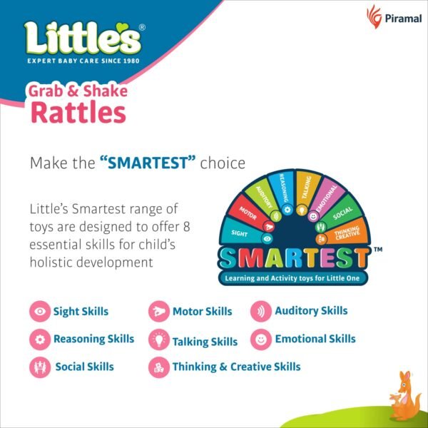 Little\'s Grab & Shake Rattles | Educational & Developmental Toys for Kids | Rattles for Baby | Baby Toys | 3 Piece Multi-Color Toddler Activity Toys | Infant & Preschool Kids Toys - Image 6