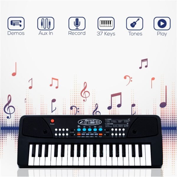 Kids Piano with Mic (1 Year Warranty) 37 Keys 8 Rhythms 8 Tones 6 Demos Portable Electronic Keyboard Toy Beginners Educational Songs Recording Musical Toys Age 2 3 4 5 Years Boys Girls - Image 4