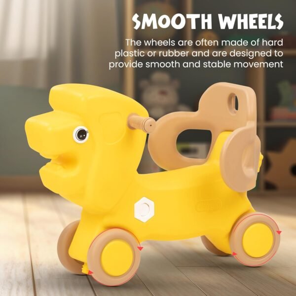 Baybee 3 in 1 Baby Rocker & Ride on Toy Car for Kids | Push Ride on Kids Car with Balancing Board & Safety Guardrail | Rocker for Babies | Indoor Outdoor Rocking Chair for Toddlers 1-3 Years (Lion) - Image 6