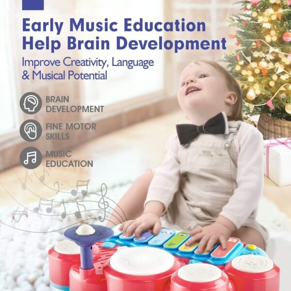 5 in 1 Kids Piano Drum Set Xylophone Baby Toys 12-18 Months Kids Toddler Toys Baby Girl Boy Einstein Toy Gifts Toys for 1 Year Old Girl Boy Toys for 2 Year Old Girls Boys Toys Birthday Gift - Image 3