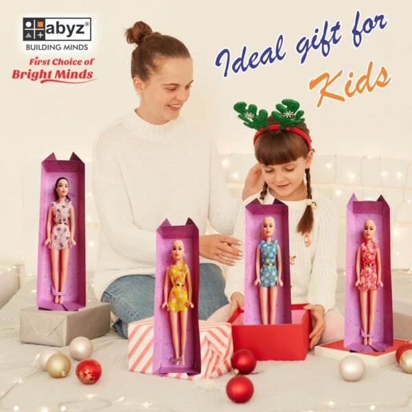 ABYZ Fashion Sweet Dolls Set, 4 Pieces with Multi-Colour Dresses, Kids Toy for 3-5 Years - Image 2