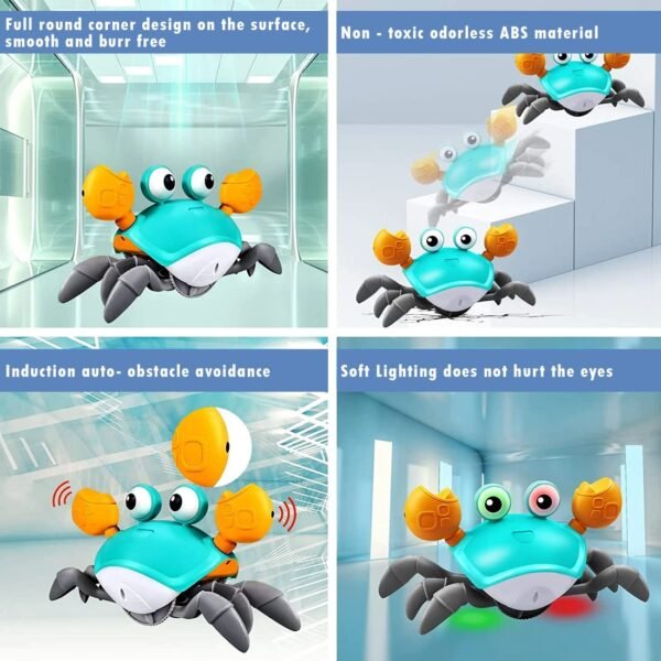 Wembley Crawling Crab Baby Toy for Kids Toddlers Infant Tummy Time Interactive Moving Toys for Babies 12 Months Electric Sensor Musical Dancing Walking Crab Toy Gift for Kids 1 2 3 Year Rechargeable - Image 5