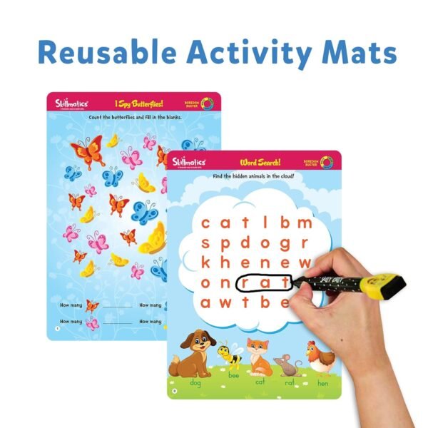 Skillmatics Educational Game - Boredom Buster, Reusable Activity Mats with Dry-erase Marker, Gifts, Travel Toy for Kids Ages 3, 4, 5, 6 - Image 4