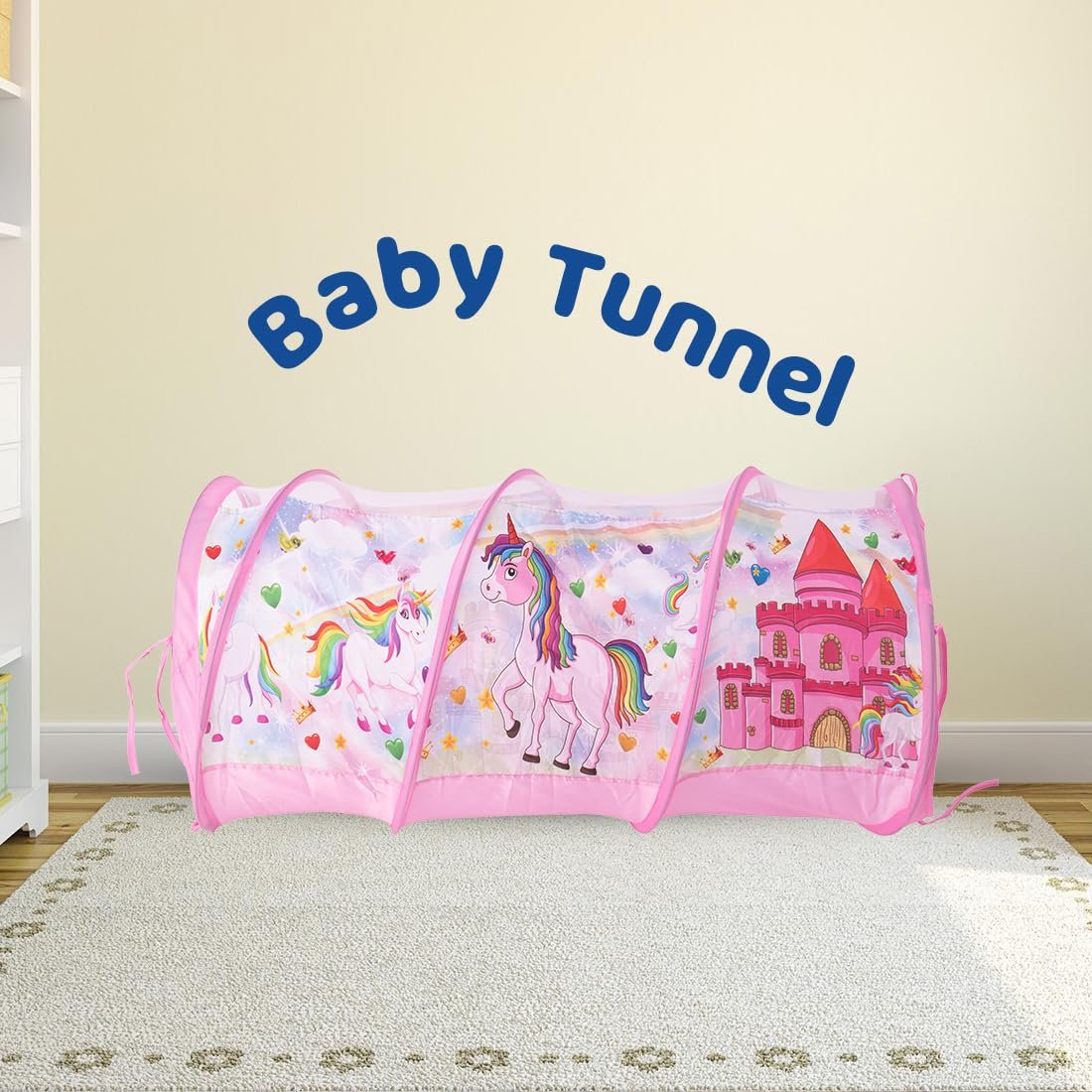 BUMTUM Baby Tunnel 3-in-1 Unicorn Ball Pool Tunnel for Kids 1-5 Years Girls | Boys Toddlers Ball Pit Foldable Tent House for Kids Activity Indoor Outdoor Toys - Balls Not Included | Unicorn Tunnel - Image 5