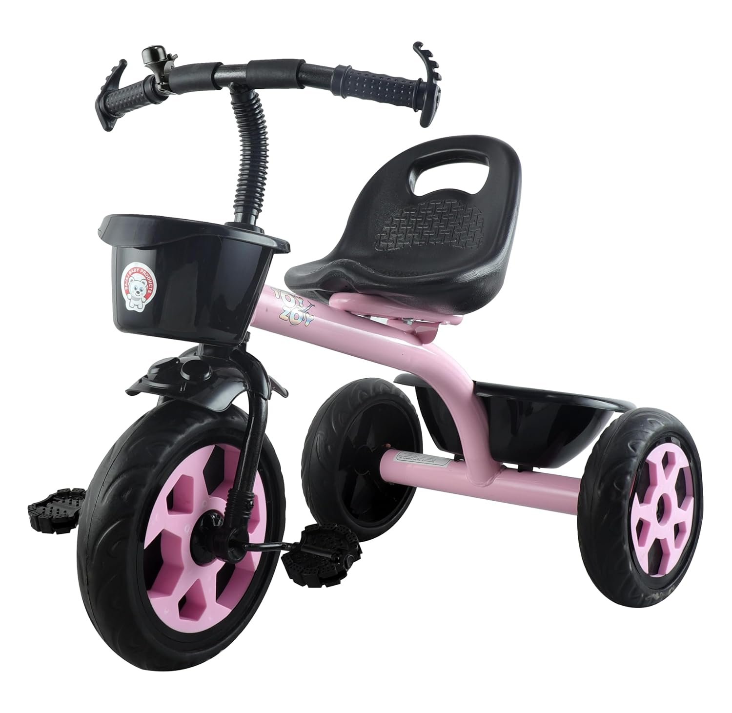 Pluto Lite Tricycle for Kids | Cycle for Kids 1-4 Years | Baby Cycle | Bicycle for Kids with Storage Basket, Cushion Seat and Seat Belt TZ-547 (Pink)