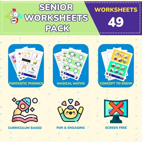 Senior KG Educational Worksheets for Kids | Covers Phonics, Maths & Concept Activity Sheets | Preschool Early Learning Worksheets for Kids 5 to 6 Years - Image 3