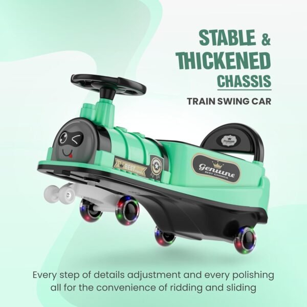 Train Car for Kids 1 Year+ | 2 Year+ | Baby Panda Swing Car | Ride On Car for Kids | Musical Twister Toy Car Magic | Best Birthday Gift for 1-5 Years Baby | Upto 100kg (Sea Green) - Image 4