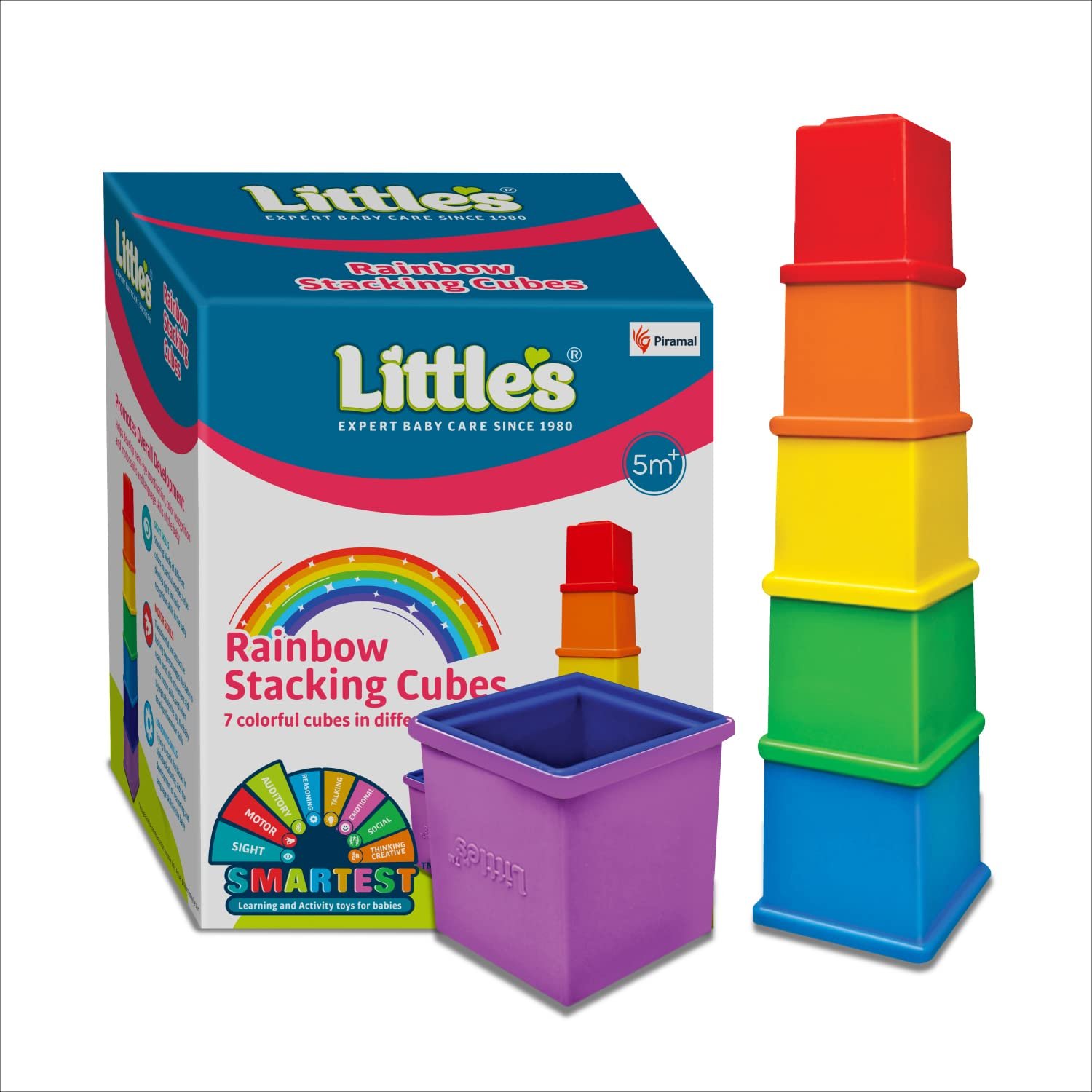 Little\'s Rainbow Stacking Cubes I Activity Toy for Babies I Multicolor I Infant & Preschool Toys I Develops Motor & Reasoning Skills(7 Pieces) - Image 2