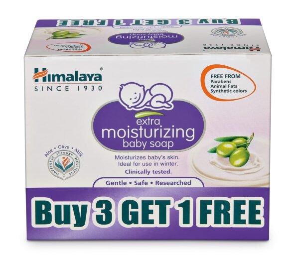 Himalaya Extra Moisturizing Baby Soap 75 G | Free | No 1 Doctor Prescribed Brand | Aloe, Olive, Milk| Cleanses & Moisturizes Baby\'s Skin