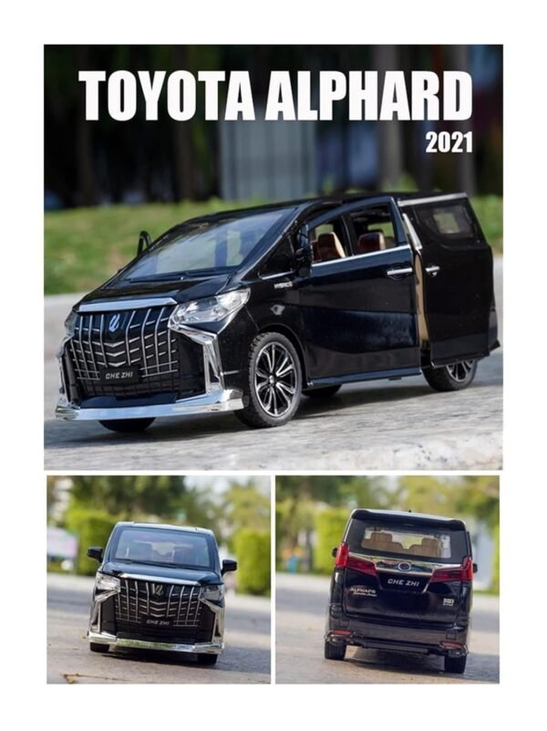 Alloy Metal Pull Back Die-cast Car 1:32 Alphard Diecast Metal Pullback Toy car with 6 Openable Doors & Light, Music Boys Gifts Toys for Kids(Black) - Image 3