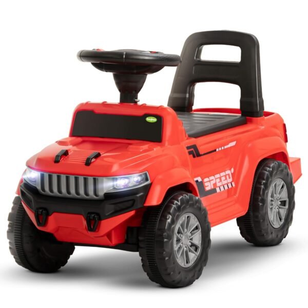 Baybee Speedy Ride on Baby Car for Kids | Ride on Toys Car with Music & LED Light | Portable Push Ride on Jeep with Backrest & Storage Basket | Kids Car to Drive 1-3 Years Boys Girls (Red)