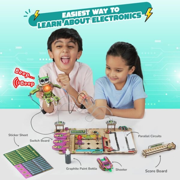 Smartivity Electricity Kit for Kids 8-14 Years Old I 8+ Circuit Experiments & DIY Electric Robot with Light and Sound | Science Project Kit I Birthday Gift Boys & Girls 8-9-10-11-12-13-14 Years - Image 5