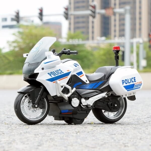 Police Motorcycle Toy - Pull Back Motorcycle Toys, Tiny Gift with Music Lighting, Latte Motorcycles Toy for Kids Boys Age 3-8 Year Old [New] (1.12 Spring Breeze 250 SR-White) - Image 6