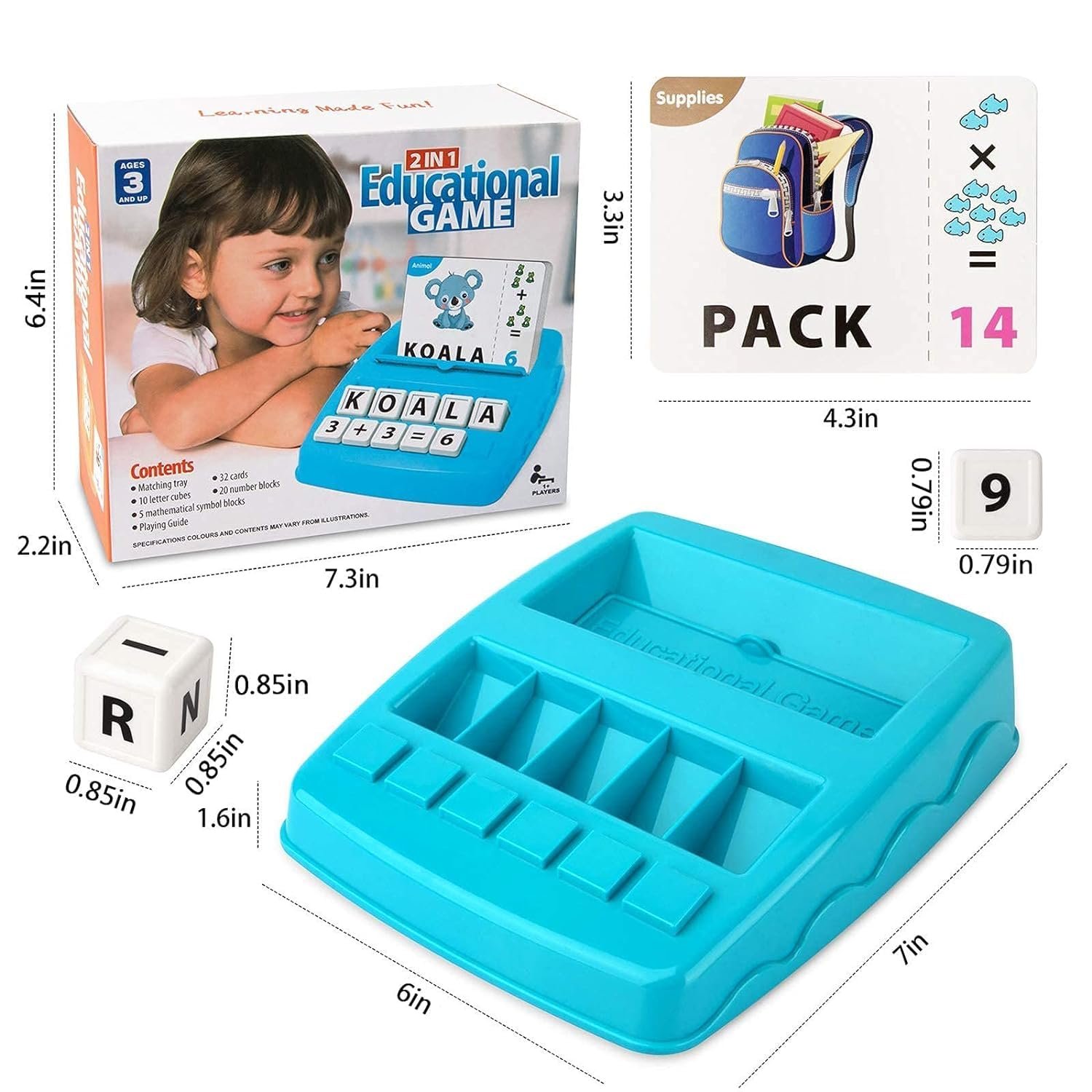 PLUSPOINT Educational Game of Learning Words with Flash Cards 2 in 1 Matching Letter and Number Games for Boys and Girls Sight Words Recognition Kindergarten Teaching Tools Preschool 3-8 Years Old - Image 2