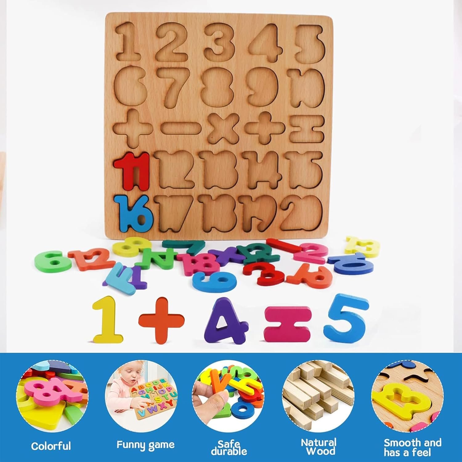 Kidology Wooden Puzzles for Toddlers for Kids Preschool Learning Toys, Wooden Montessori Toddler Puzzles Wooden Alphabet, Number, Shape Puzzles for Kids 2-4 Years Old (Wooden Puzzle - 3Pcs) - Image 4