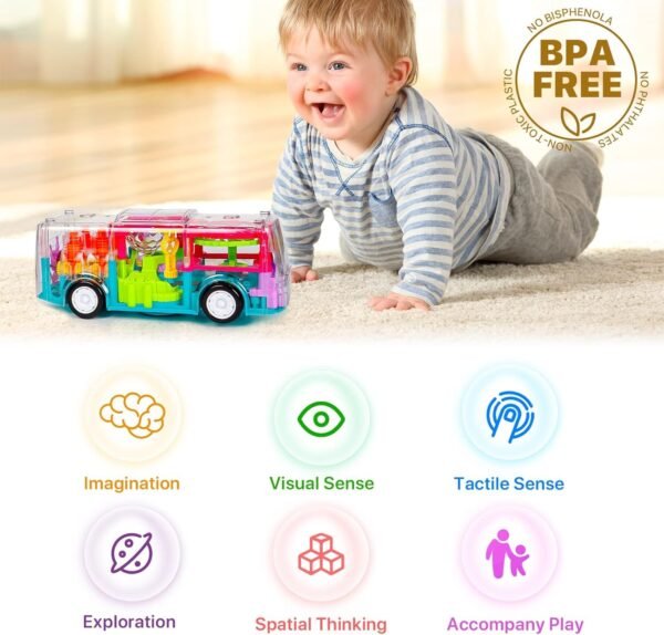 Toys Bus for 1-6 Year Old Boy, Kids Toys Electric Car Toys, Musical Learning Toys for Boys Girls Toddlers with Cool Light & Sound Effect, Great Birthday Gift for Kids - Image 5