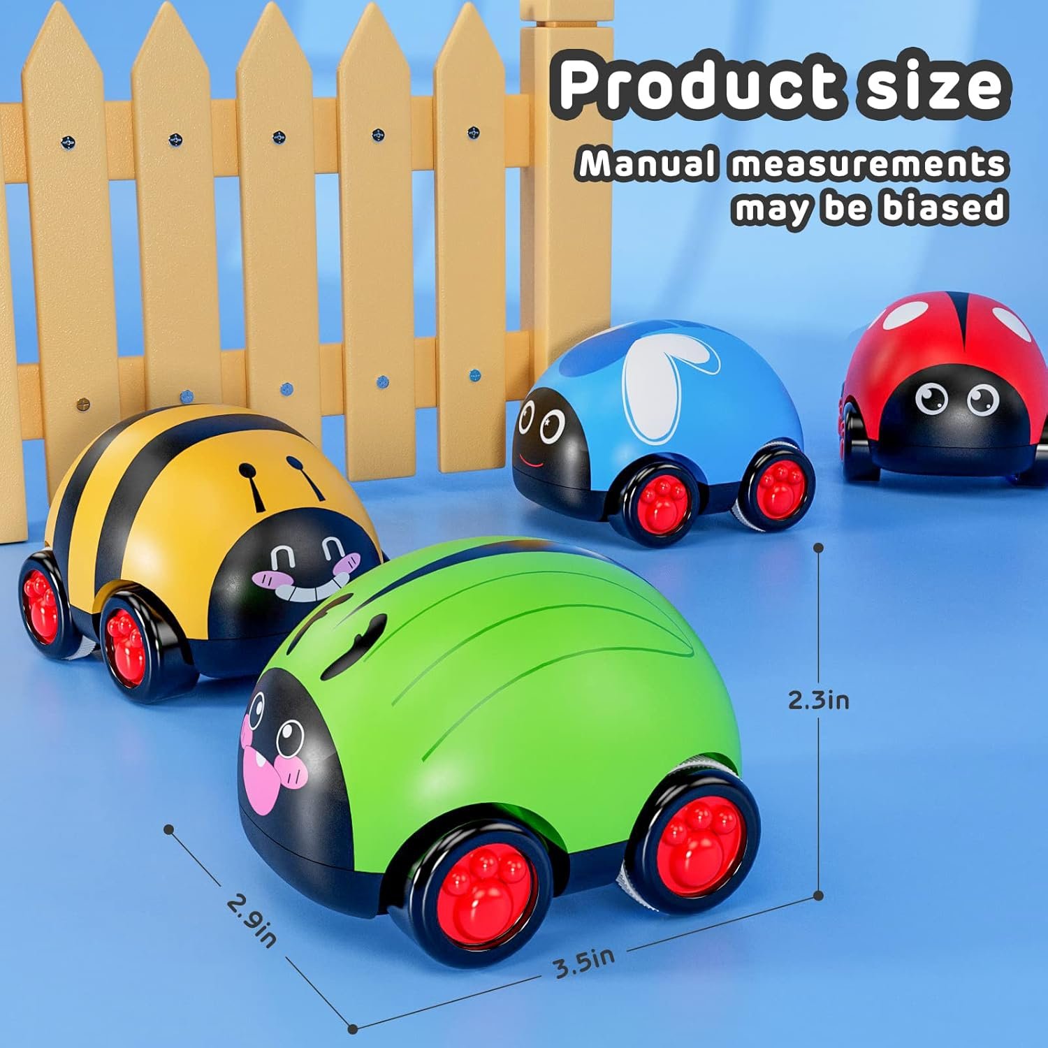 Cartoon Toddler Toy Car for 2 3 4 Year Old Boy Toys Cars,Colorful CarsToddler Toys,Friction Powered Vehicle Toddler Toys, Push and Go Back Baby Car Toys Birthday Gift for 3 Years Old Boys Girls Kids - Image 3