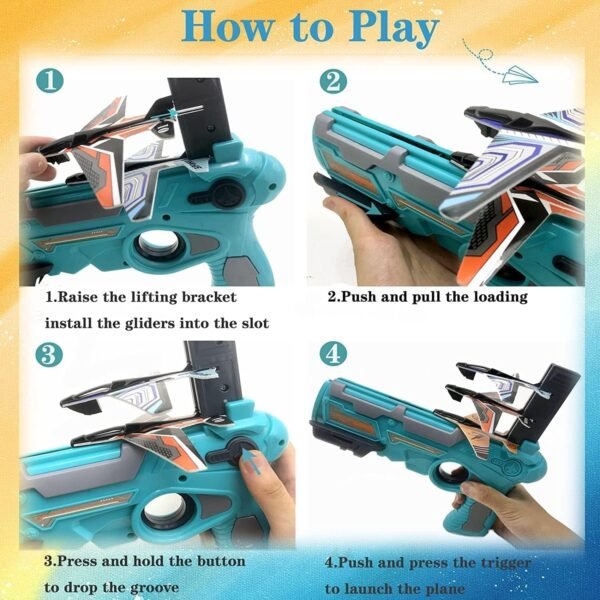 Graphene Airplane Launcher Gun, Safe and Fun Shooting Guns for Kids, Paper Foam Gliders for Quick and Easy Operation, Nearly Unbreakable Plastic, Ideal for Kids Ages - Image 6