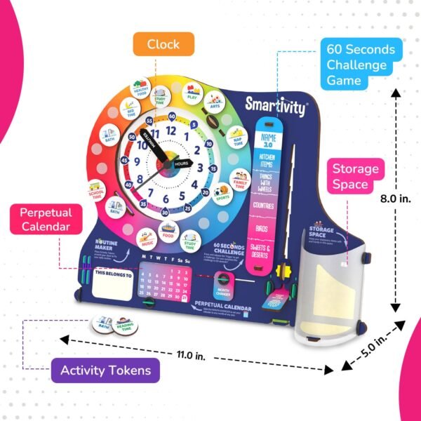 Smartivity DIY Interactive Clock with Stationary Organiser for Kids Ages 6-12 | Features an Infinity Calendar | Birthday Gift for Boys&Girls | STEM Educational Toy for 6,7,8,9,10,11,12 Years - Image 2