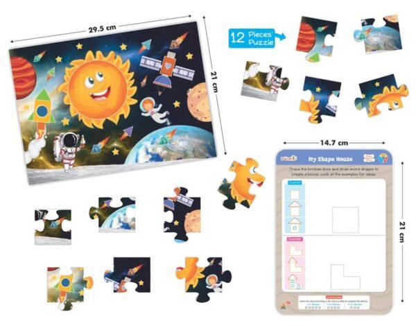 Braintastic Educational Game/Toys: Shapes, Pattern & Colors Reusable Activity Sheet for Kids (3-6 Years) with Free Puzzle - Image 2