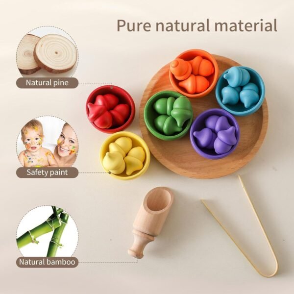 bnf® Balls in Cups Montessori Toy Wooden Sorter Game for Children Baby Boys Girls - Image 4